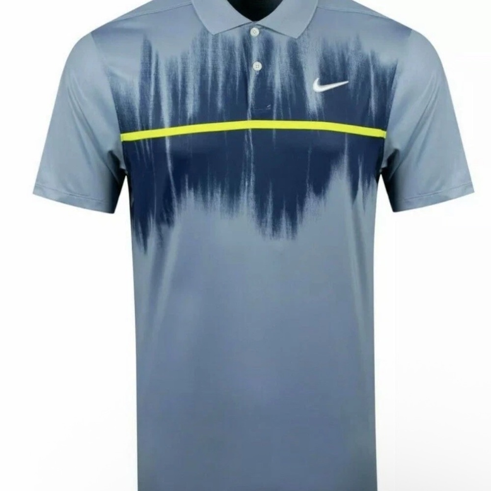 Nike Men's Gray and Navy Polo Shirt